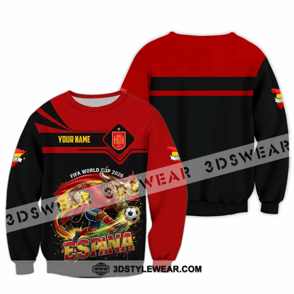 Unisex Shirt - Custom Espana Spain Fifa World Cup 2026 3D Shirt Long Sleeve / S T-shirt