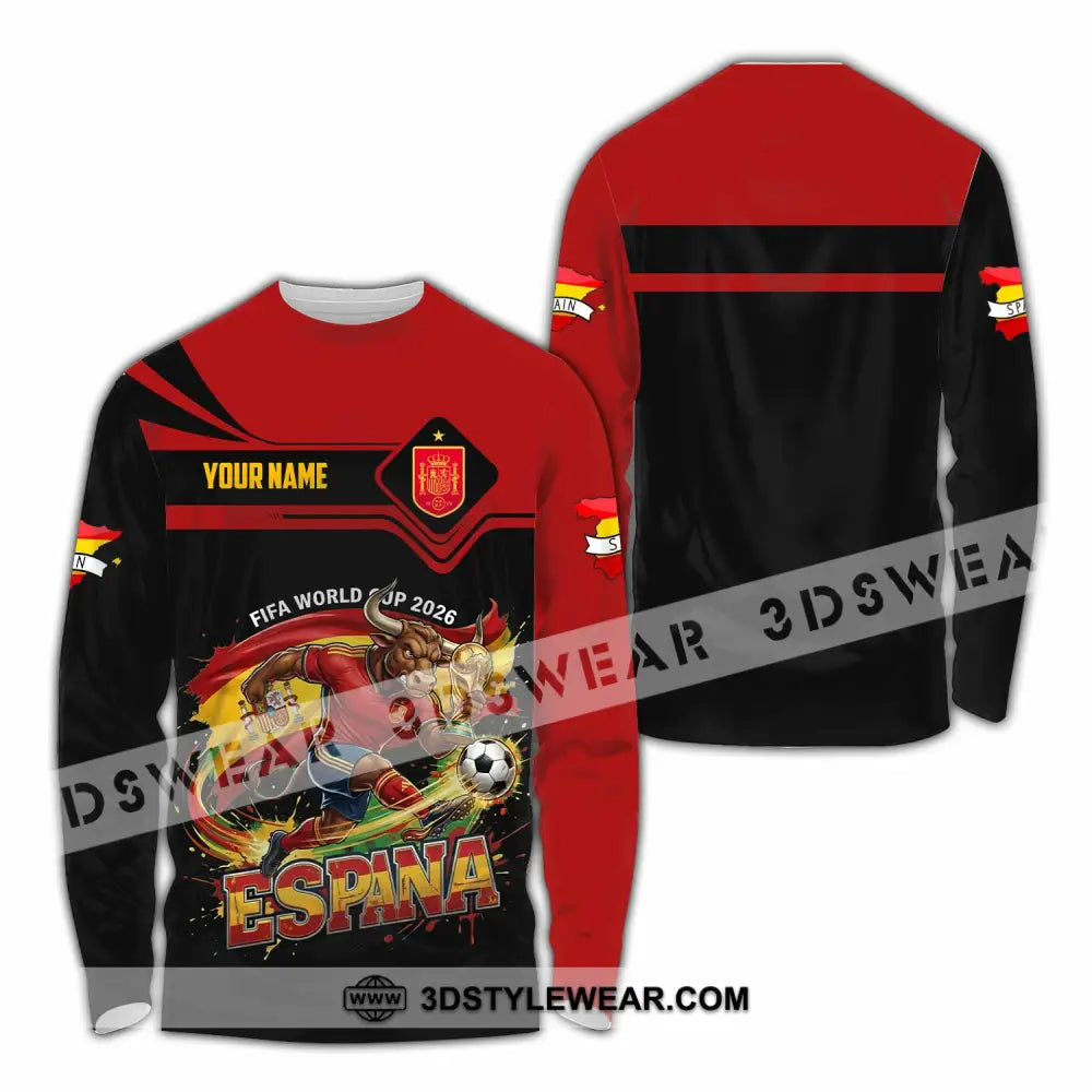 Unisex Shirt - Custom Espana Spain Fifa World Cup 2026 3D Shirt Long Sleeve Shirt / S T-shirt