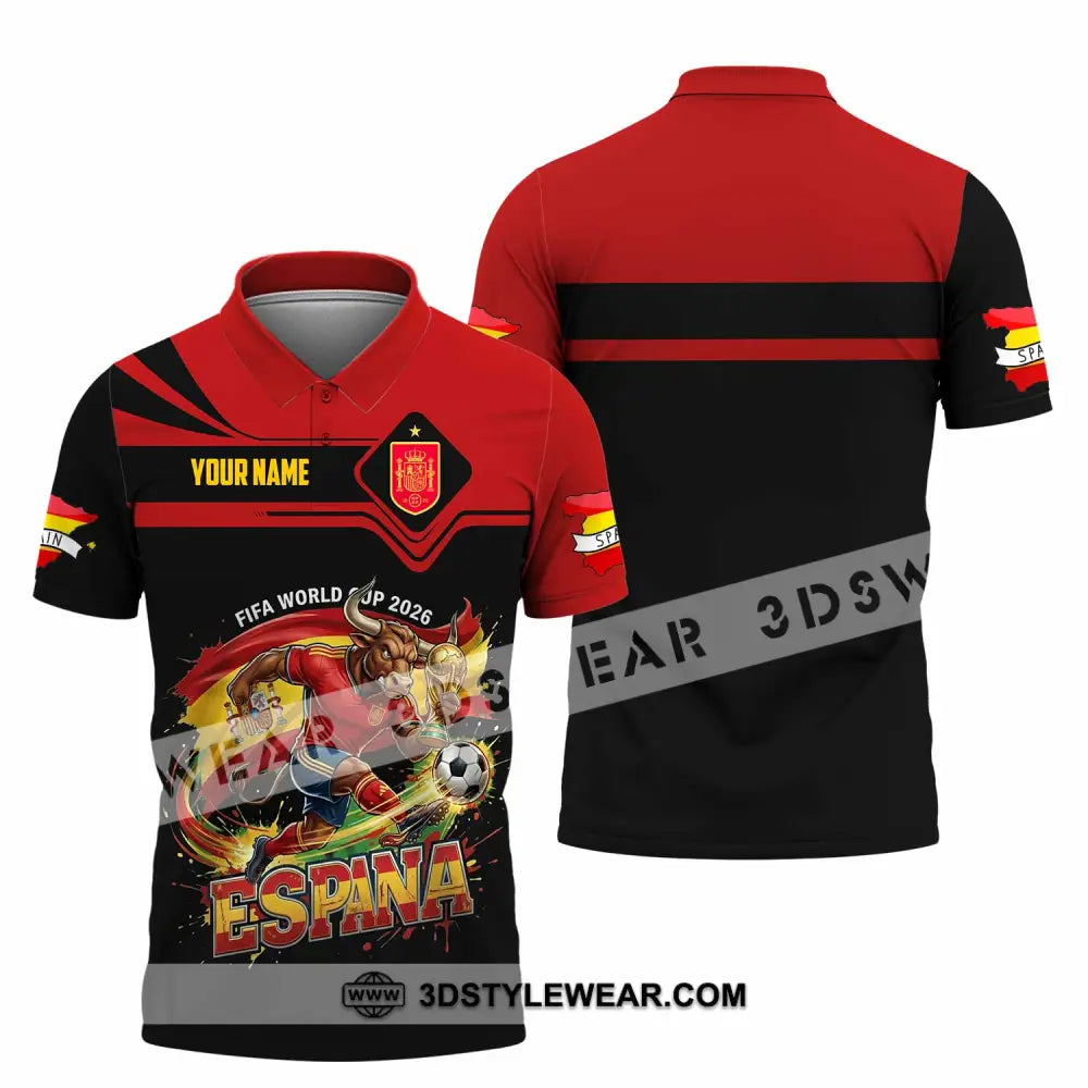 Unisex Shirt - Custom Espana Spain Fifa World Cup 2026 3D Shirt Polo Shirt / S T-shirt