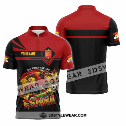 Unisex Shirt - Custom Espana Spain Fifa World Cup 2026 3D Shirt Zipper Polo Shirt / S T-shirt