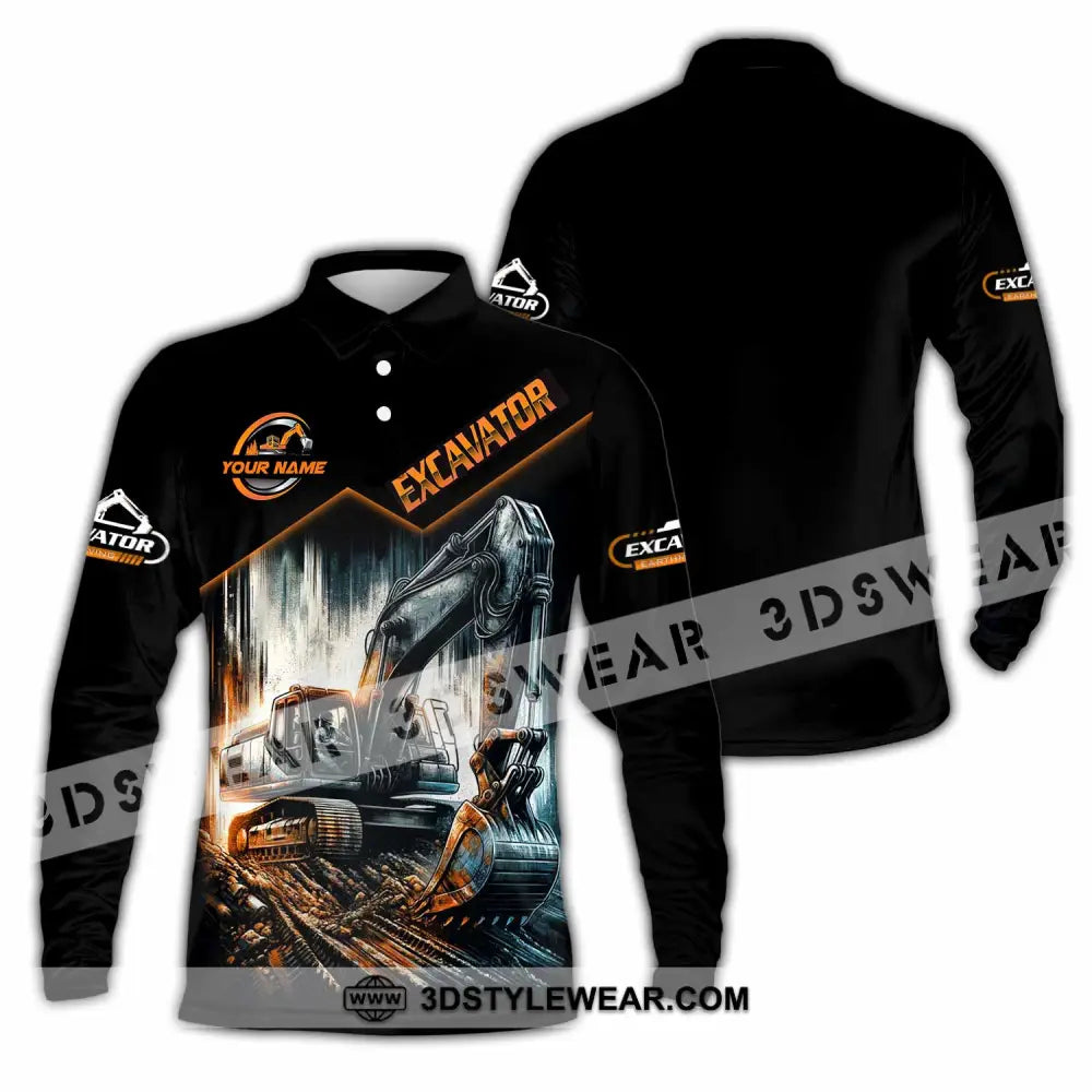 Unisex Shirt - Custom Excavator Shirt - Long Sleeve Polo / S - T-shirt