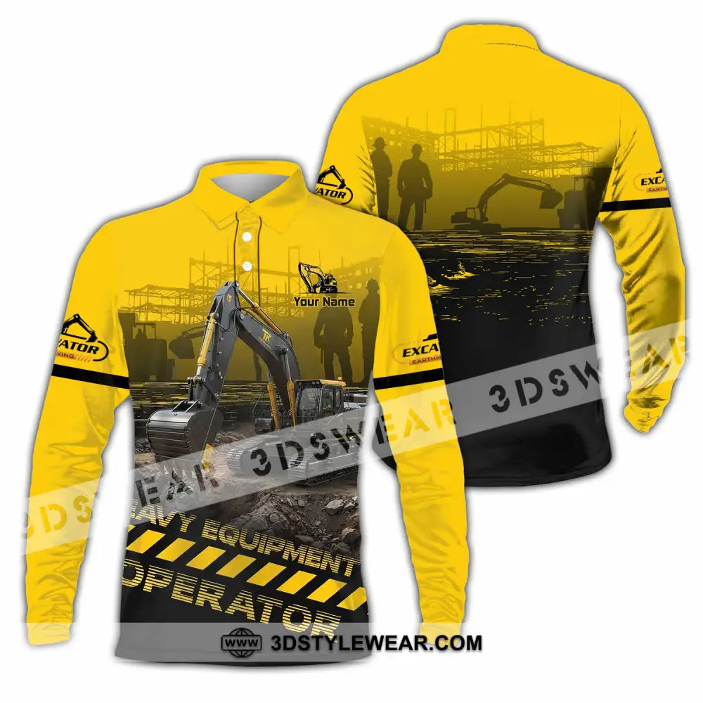 Unisex Shirt - Custom Excavator Shirt - Long Sleeve Polo / S - T-shirt