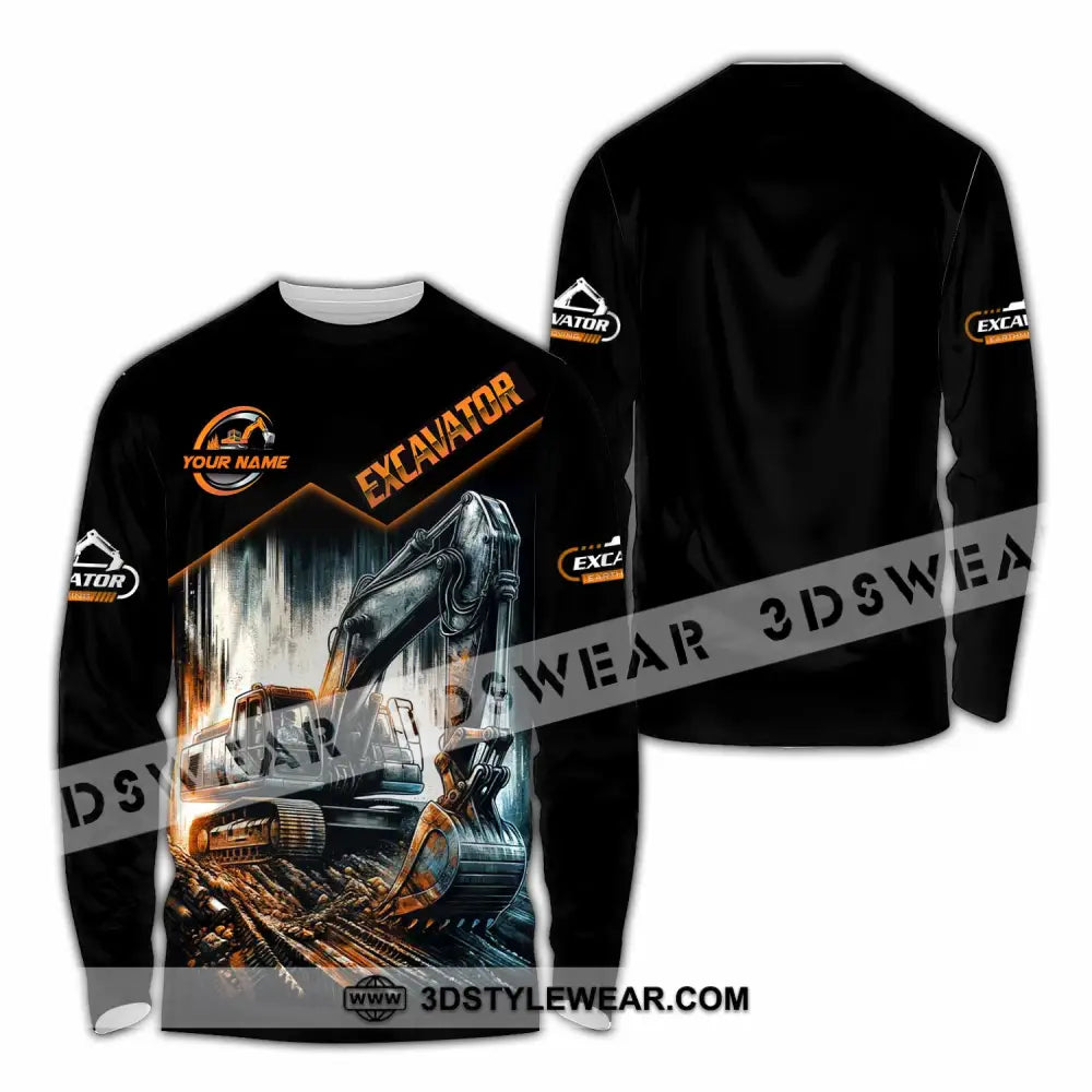 Unisex Shirt - Custom Excavator Shirt - Long Sleeve Shirt / S - T-shirt