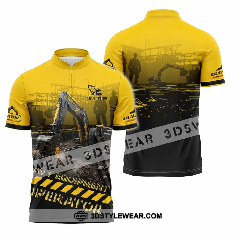 Unisex Shirt - Custom Excavator Shirt - Zipper Polo Shirt / S - T-shirt