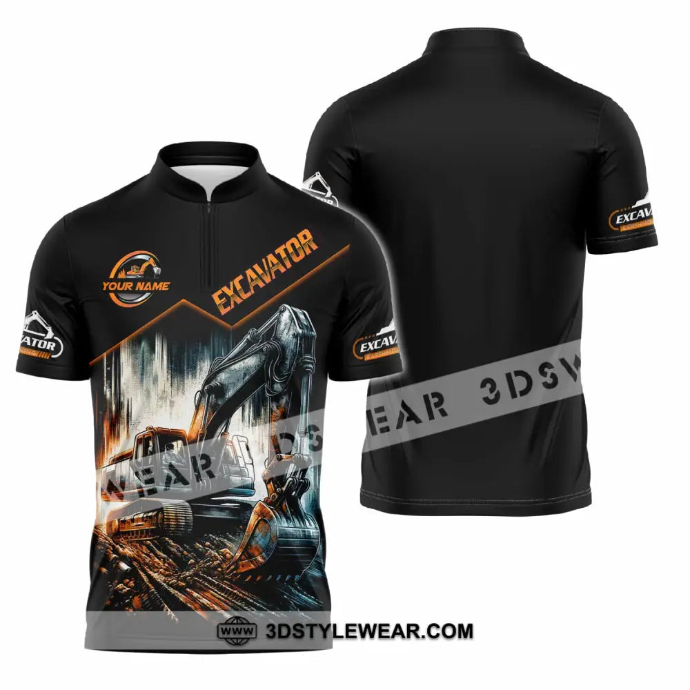 Unisex Shirt - Custom Excavator Shirt - Zipper Polo Shirt / S - T-shirt