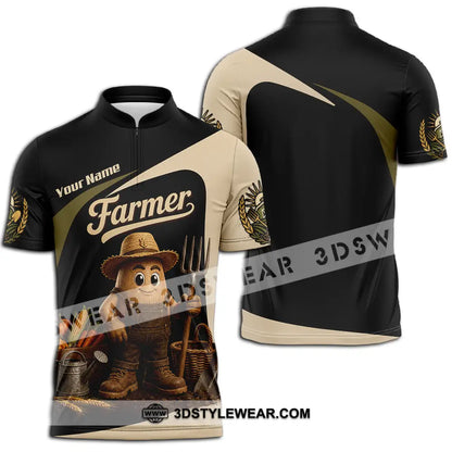 Unisex Shirt - Custom Farmer Shirt - Zipper Polo Shirt / S - T-shirt