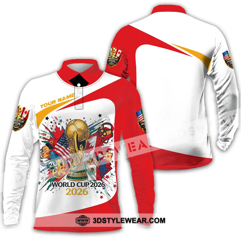 Unisex Shirt - Custom FIFA World Cup 2026 3D Shirt Long Sleeve Polo / S T-shirt