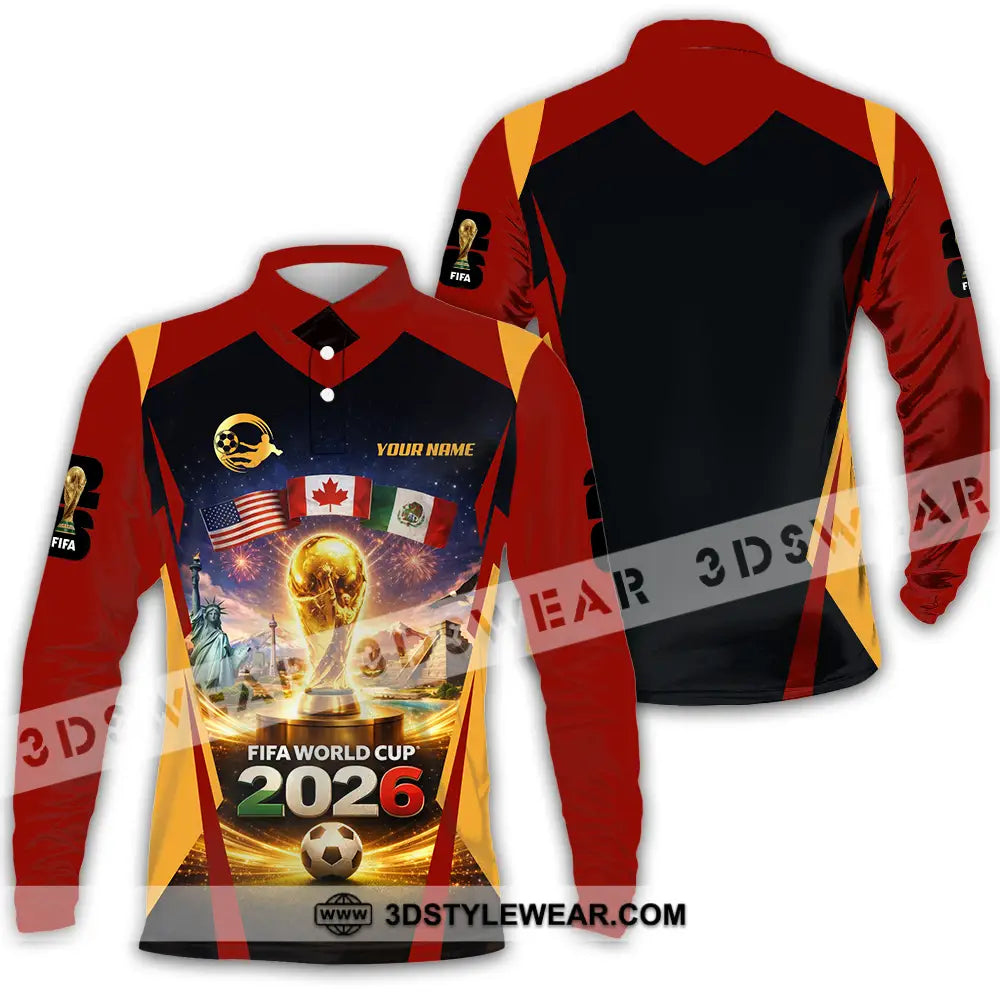 Unisex Shirt - Custom Fifa World Cup 2026 3D Shirt Long Sleeve Polo / S T-shirt