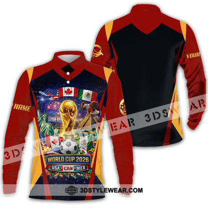 Unisex Shirt - Custom FIFA World Cup 2026 3D Shirt Long Sleeve Polo / S T-shirt