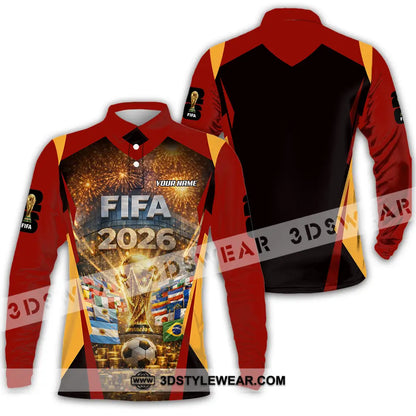 Unisex Shirt - Custom FIFA World Cup 2026 3D Shirt Long Sleeve Polo / S T-shirt