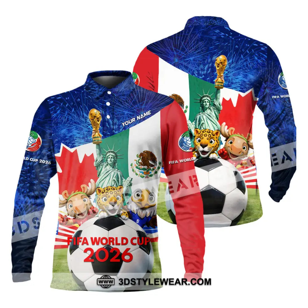 Unisex Shirt - Custom FIFA World Cup 2026 3D Shirt Long Sleeve Polo / S T-shirt