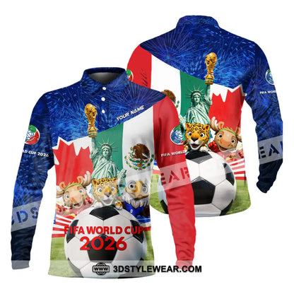 Unisex Shirt - Custom FIFA World Cup 2026 3D Shirt Long Sleeve Polo / S T-shirt
