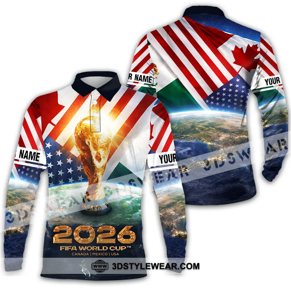 Unisex Shirt - Custom Fifa World Cup 2026 3D Shirt Long Sleeve Polo / S T-shirt