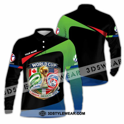Unisex Shirt - Custom Fifa World Cup 2026 3D Shirt Long Sleeve Polo / S T-shirt