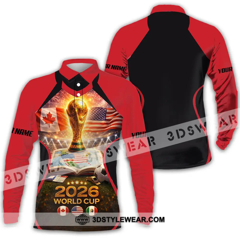 Unisex Shirt - Custom FIFA World Cup 2026 3D Shirt Long Sleeve Polo / S T-shirt