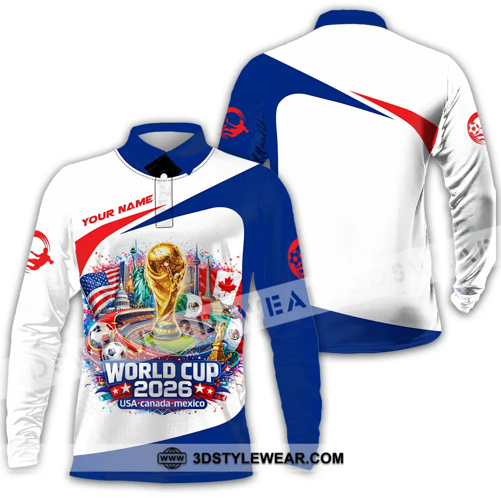Unisex Shirt - Custom FIFA World Cup 2026 3D Shirt Long Sleeve Polo / S T-shirt