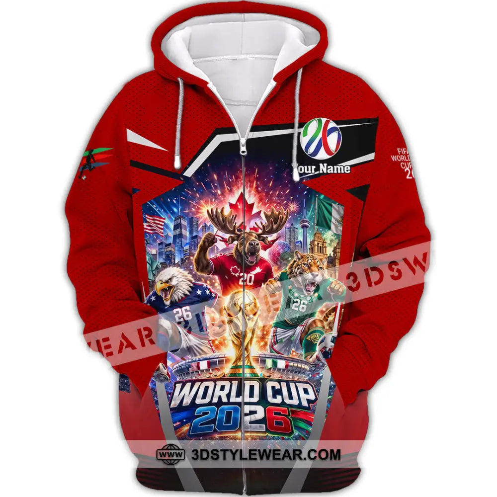 Unisex Shirt - Custom Fifa World Cup 2026 3D Shirt - Zipper Hoodie / S - T-shirt