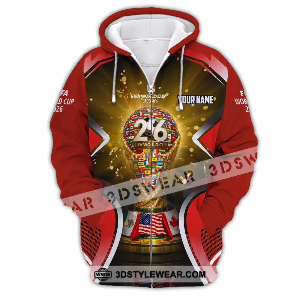 Unisex Shirt - Custom Fifa World Cup 2026 3D Shirt - Zipper Hoodie / S - T-shirt
