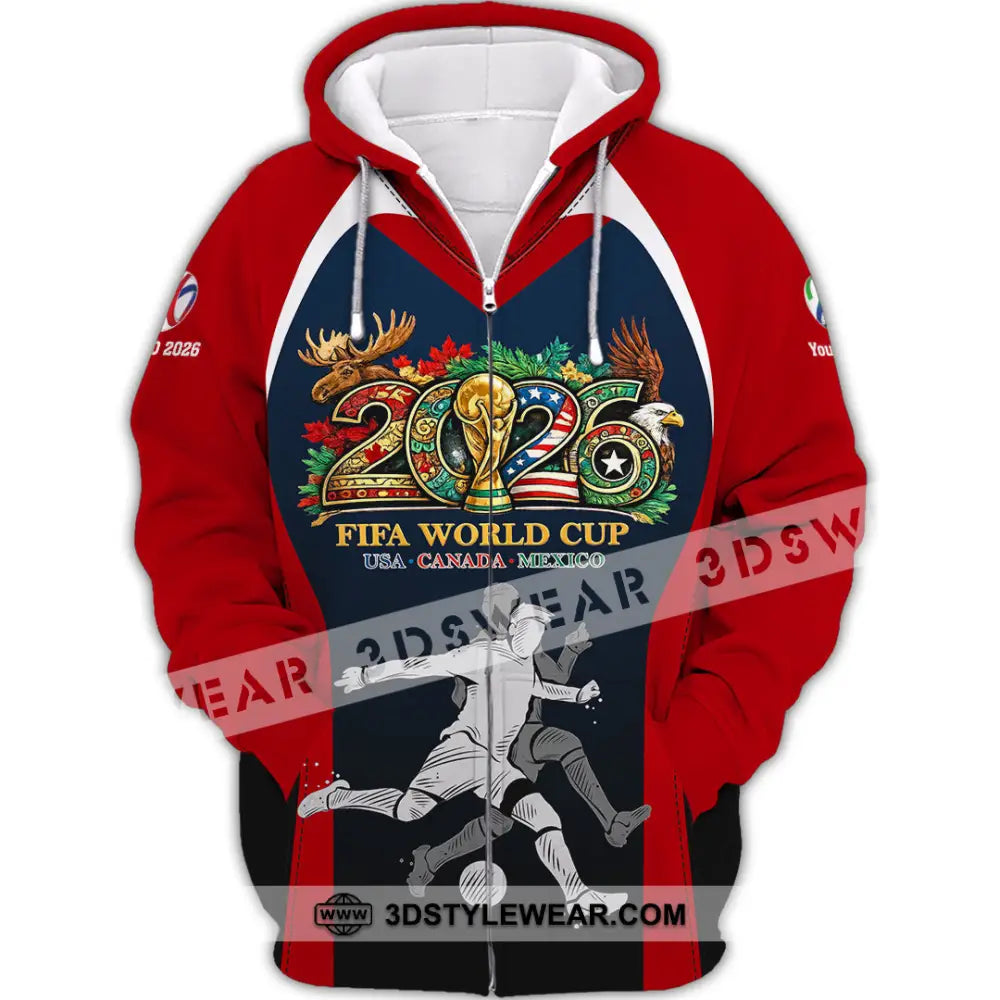 Unisex Shirt - Custom Fifa World Cup 2026 3D Shirt - Zipper Hoodie / S - T-shirt