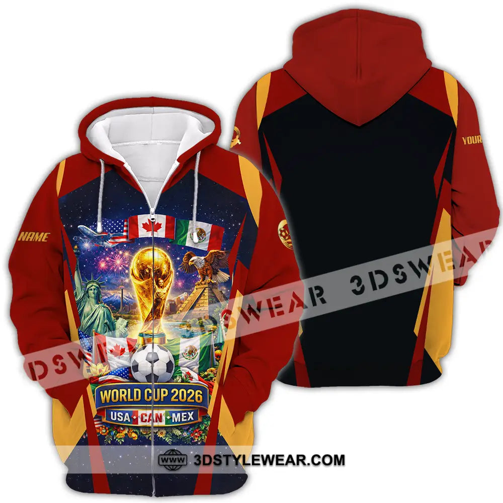 Unisex Shirt - Custom FIFA World Cup 2026 3D Shirt Zipper Hoodie / S T-shirt