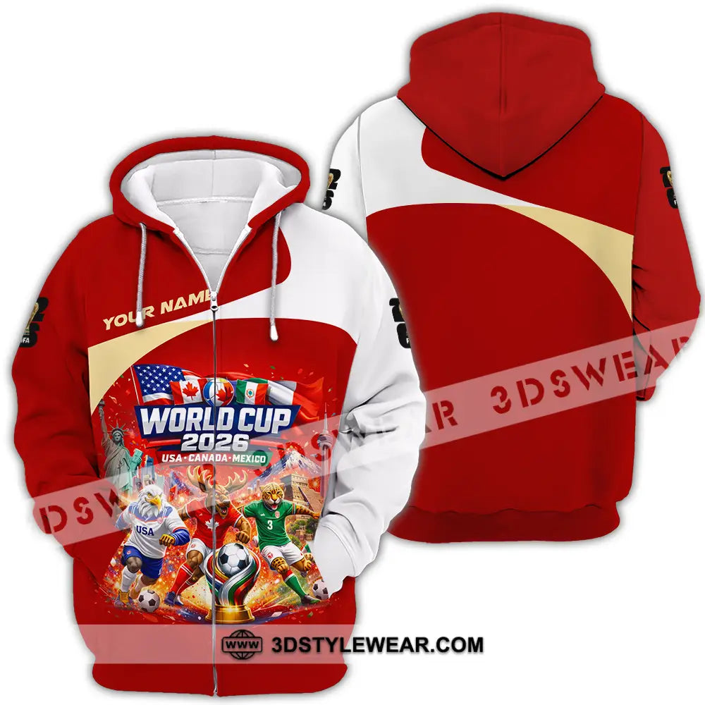 Unisex Shirt - Custom FIFA World Cup 2026 3D Shirt Zipper Hoodie / S T-shirt