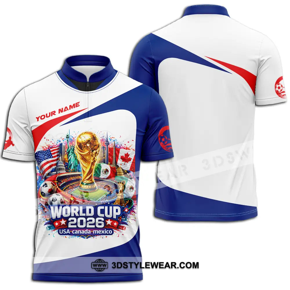 Unisex Shirt - Custom FIFA World Cup 2026 3D Shirt Zipper Polo Shirt / S T-shirt