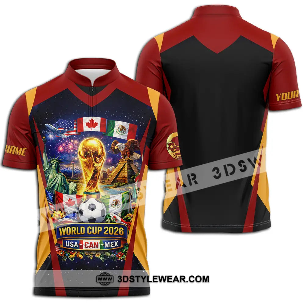 Unisex Shirt - Custom FIFA World Cup 2026 3D Shirt Zipper Polo Shirt / S T-shirt