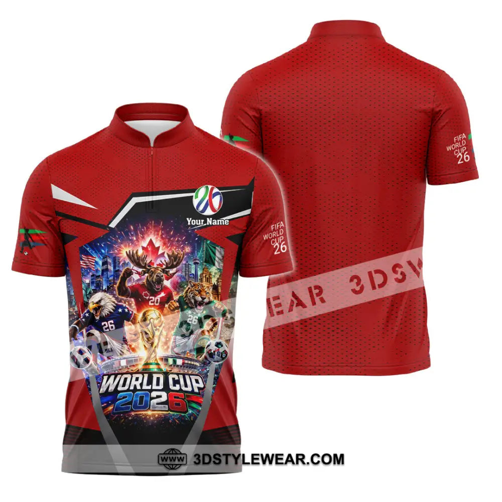 Unisex Shirt - Custom Fifa World Cup 2026 3D Shirt - Zipper Polo Shirt / S - T-shirt