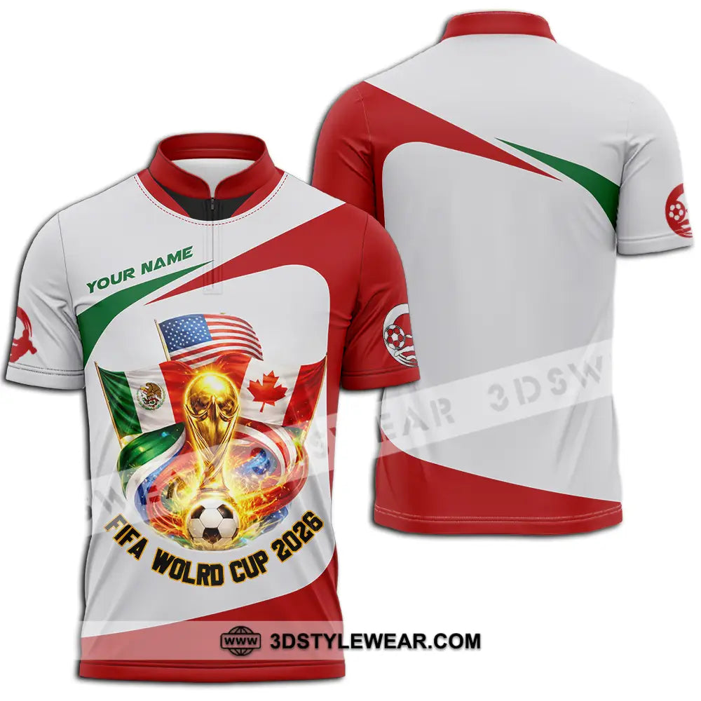 Unisex Shirt - Custom FIFA World Cup 2026 3D Shirt Zipper Polo Shirt / S T-shirt