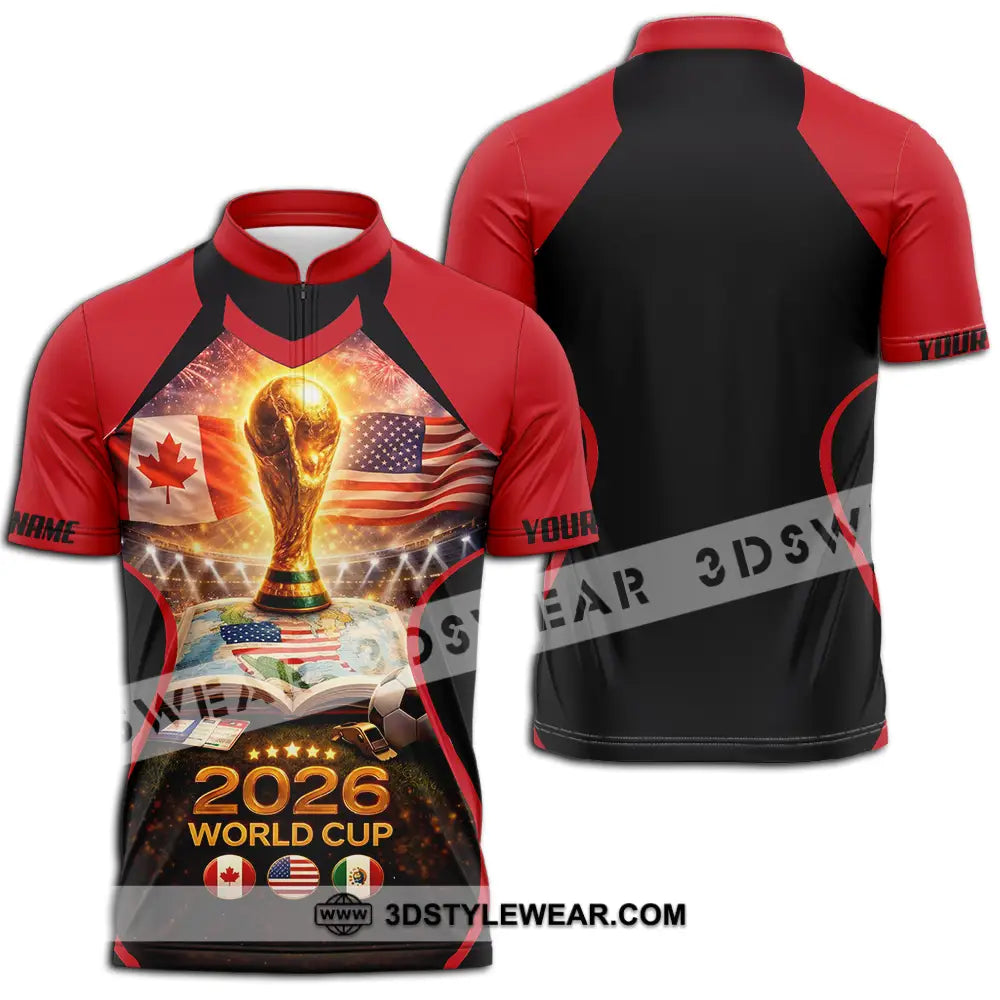 Unisex Shirt - Custom FIFA World Cup 2026 3D Shirt Zipper Polo Shirt / S T-shirt