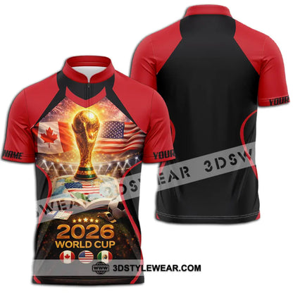 Unisex Shirt - Custom FIFA World Cup 2026 3D Shirt Zipper Polo Shirt / S T-shirt