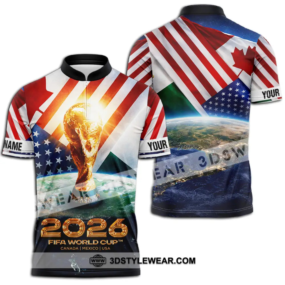 Unisex Shirt - Custom Fifa World Cup 2026 3D Shirt Zipper Polo Shirt / S T-shirt