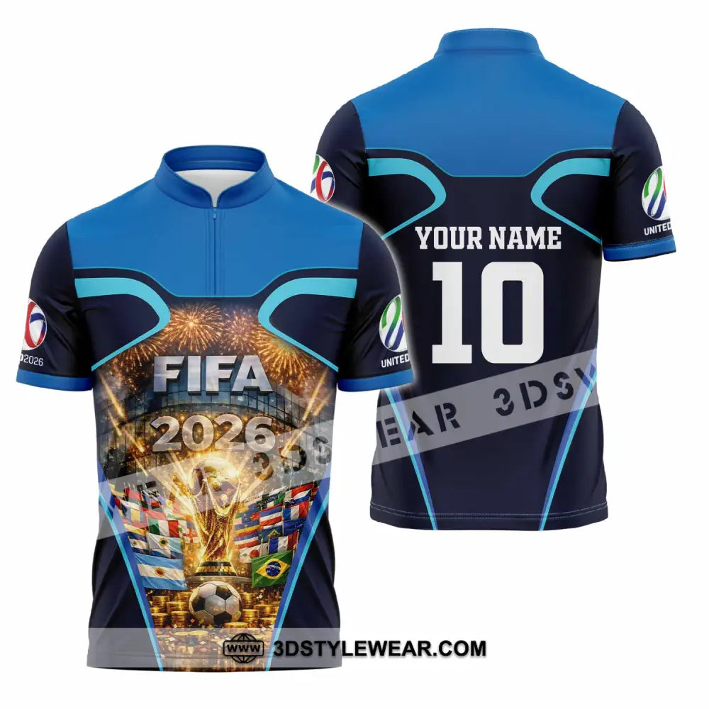 Unisex Shirt - Custom Fifa World Cup 2026 3D Shirt Zipper Polo Shirt / S T-shirt