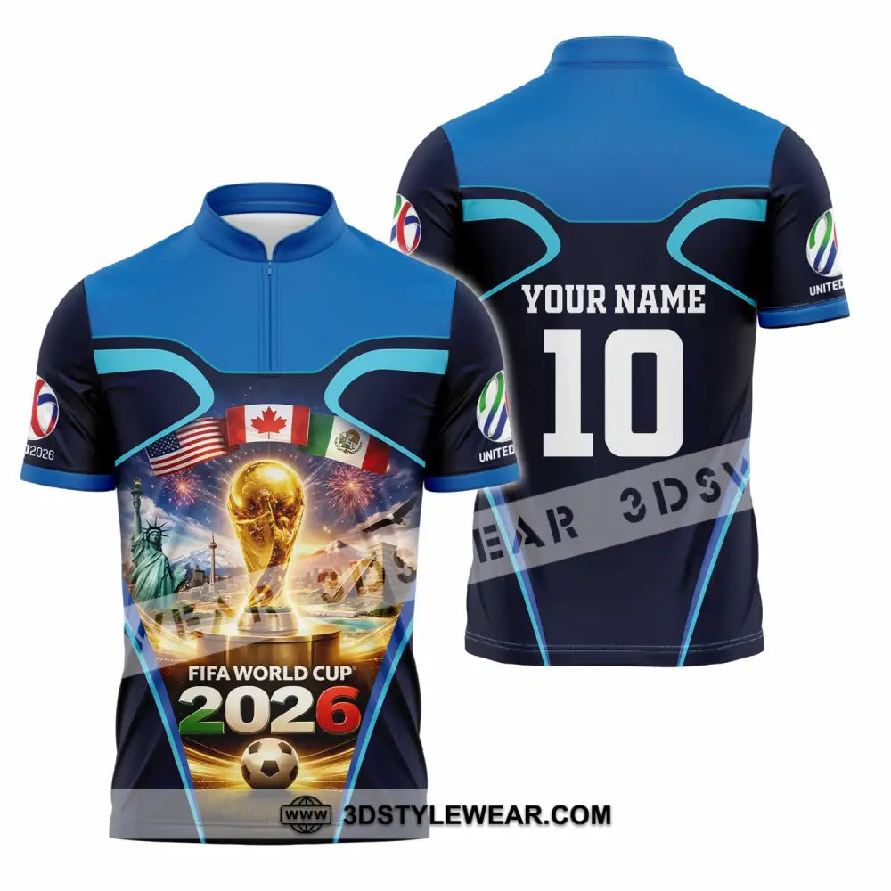 Unisex Shirt - Custom Fifa World Cup 2026 3D Shirt Zipper Polo Shirt / S T-shirt