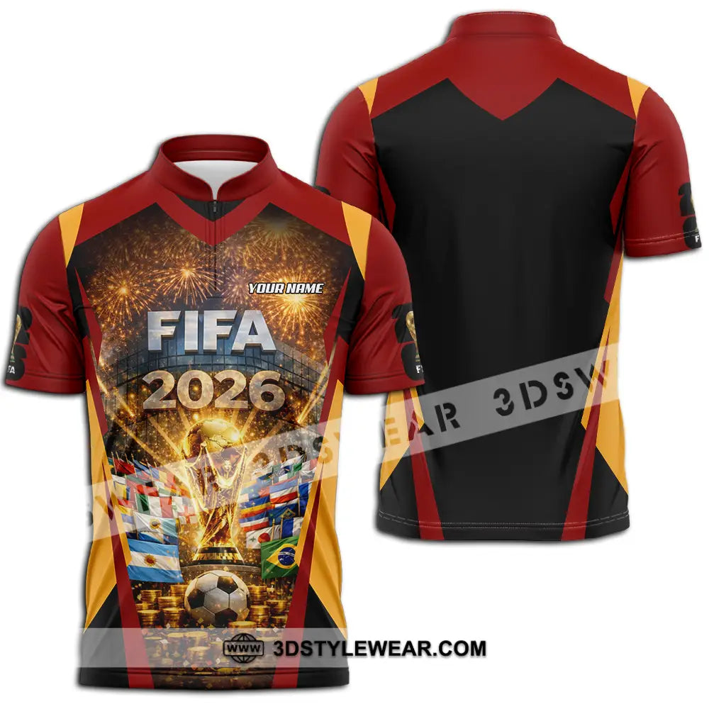 Unisex Shirt - Custom FIFA World Cup 2026 3D Shirt Zipper Polo Shirt / S T-shirt