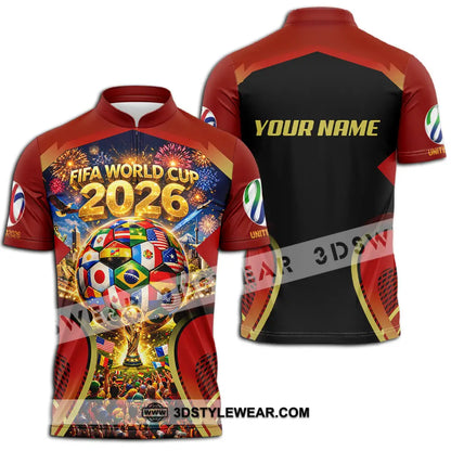 Unisex Shirt - Custom FIFA World Cup 2026 3D Shirt Zipper Polo Shirt / S T-shirt