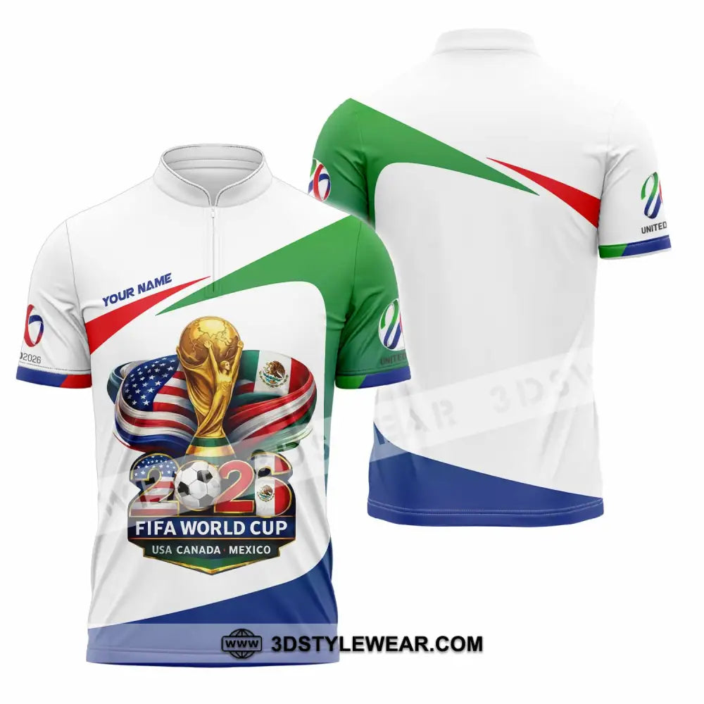 Unisex Shirt - Custom Fifa World Cup 2026 3D Shirt Zipper Polo Shirt / S T-shirt