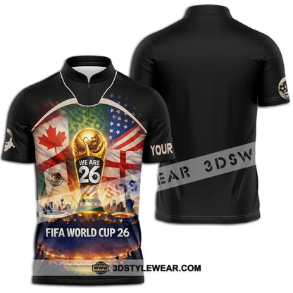 Unisex Shirt - Custom FIFA World Cup 2026 3D Shirt Zipper Polo Shirt / S T-shirt