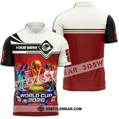 Unisex Shirt - Custom FIFA World Cup 2026 3D Shirt Zipper Polo Shirt / S T-shirt