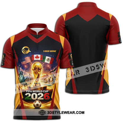 Unisex Shirt - Custom Fifa World Cup 2026 3D Shirt Zipper Polo Shirt / S T-shirt