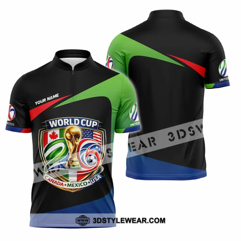 Unisex Shirt - Custom Fifa World Cup 2026 3D Shirt Zipper Polo Shirt / S T-shirt