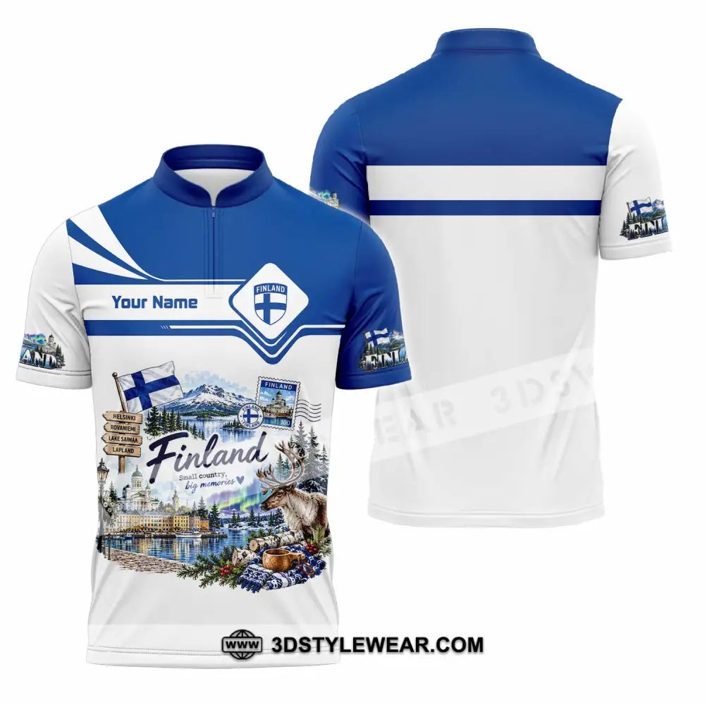 Unisex Shirt - Custom Finland Shirt - Zipper Polo Shirt / S - T-shirt