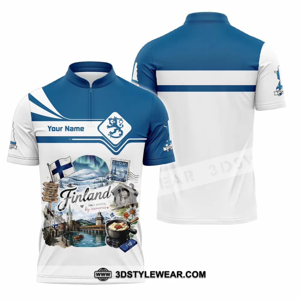 Unisex Shirt - Custom Finland Shirt - Zipper Polo Shirt / S - T-shirt