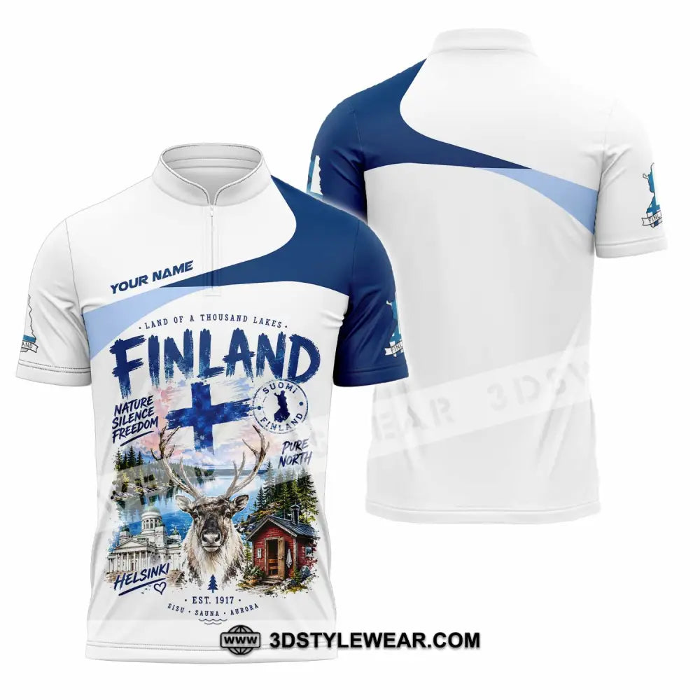 Unisex Shirt - Custom Finland Shirt - Zipper Polo Shirt / S - T-shirt