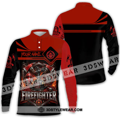 Unisex Shirt - Custom Fire Fighter Shirt - Long Sleeve Polo / S - T-shirt