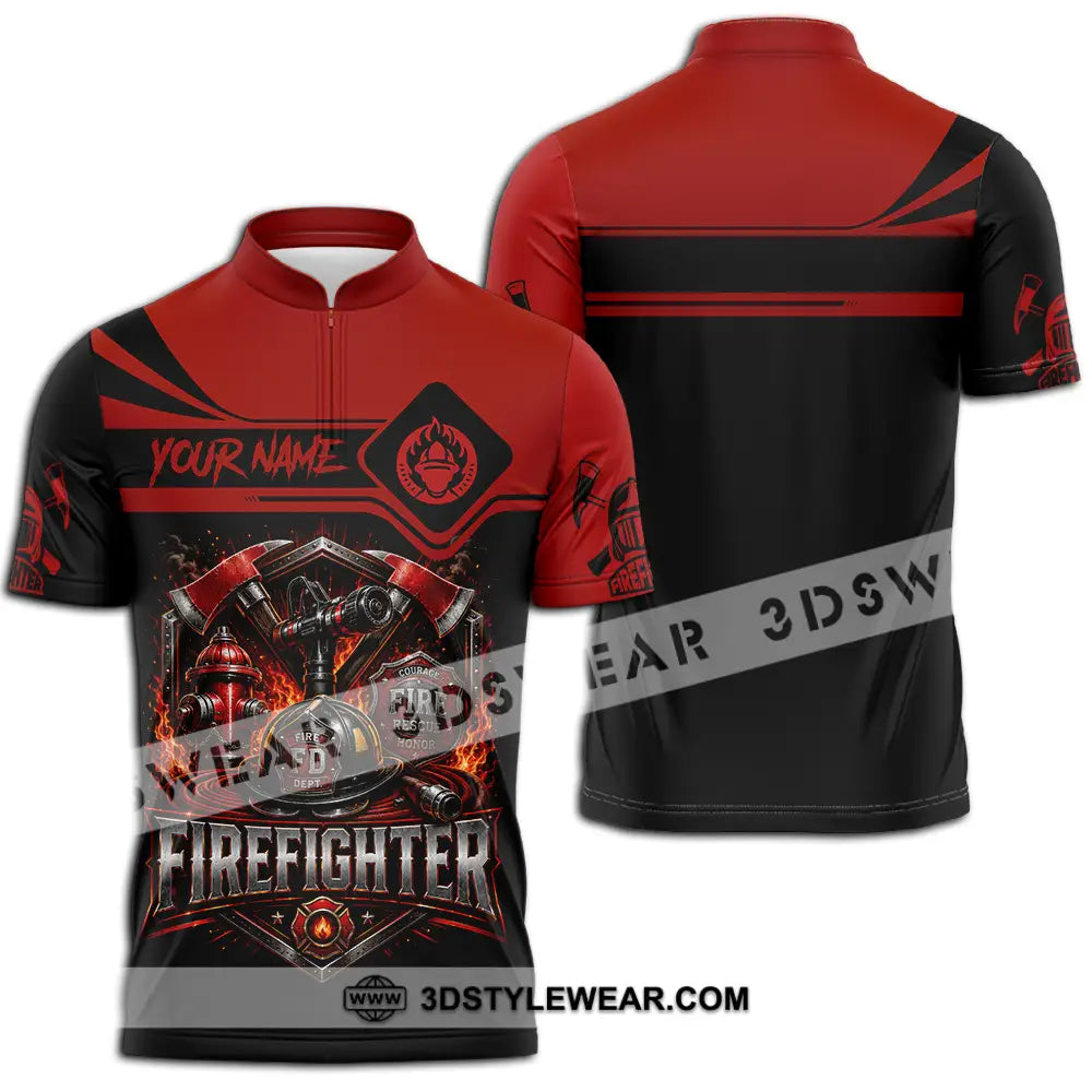 Unisex Shirt - Custom Fire Fighter Shirt - Zipper Polo Shirt / S - T-shirt