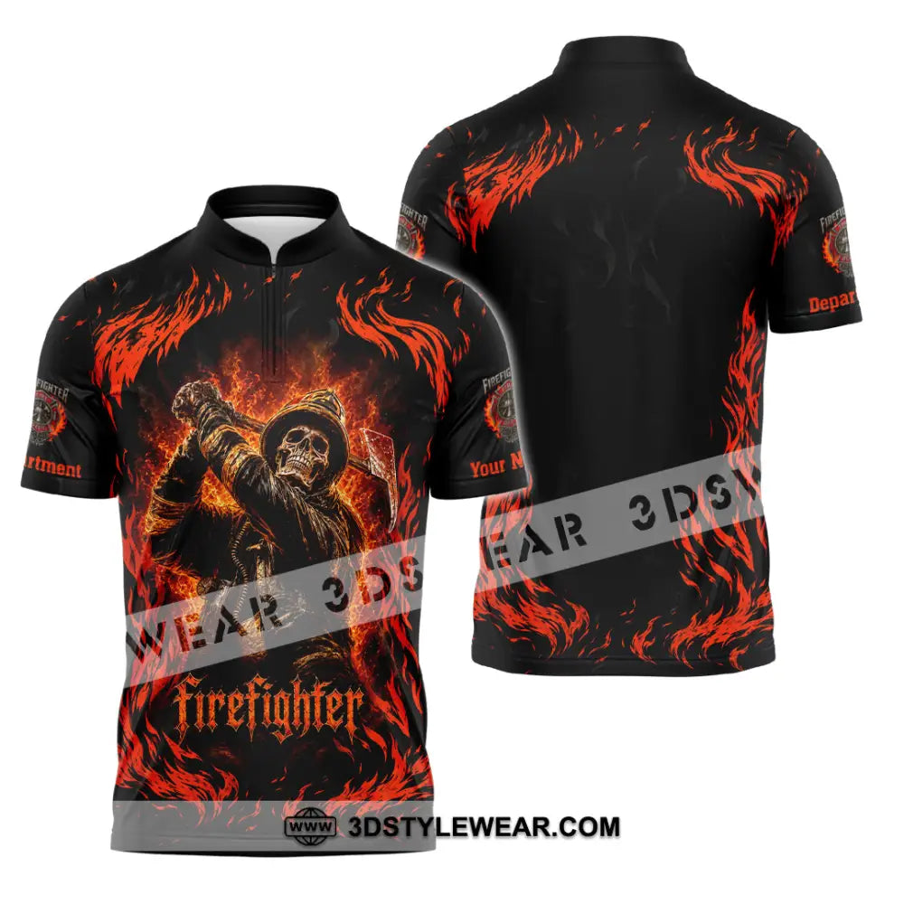 Unisex Shirt - Custom Firefighter Shirt - Zipper Polo Shirt / S - T-shirt