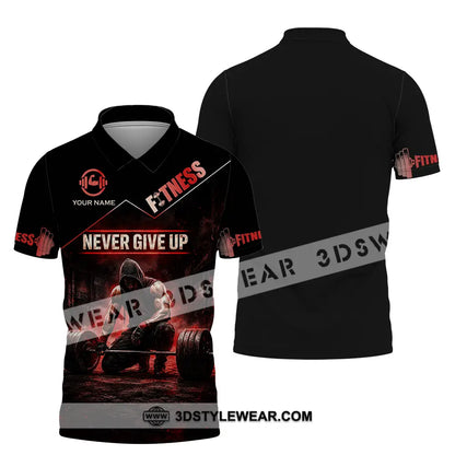 Unisex Shirt - Custom Fitness Never Give Up Shirt - Polo Shirt / S - T-shirt