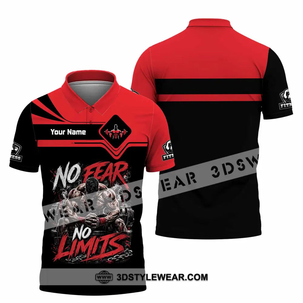 Unisex Shirt - Custom Fitness No Fear No Limits Shirt - Polo Shirt / S - T-shirt