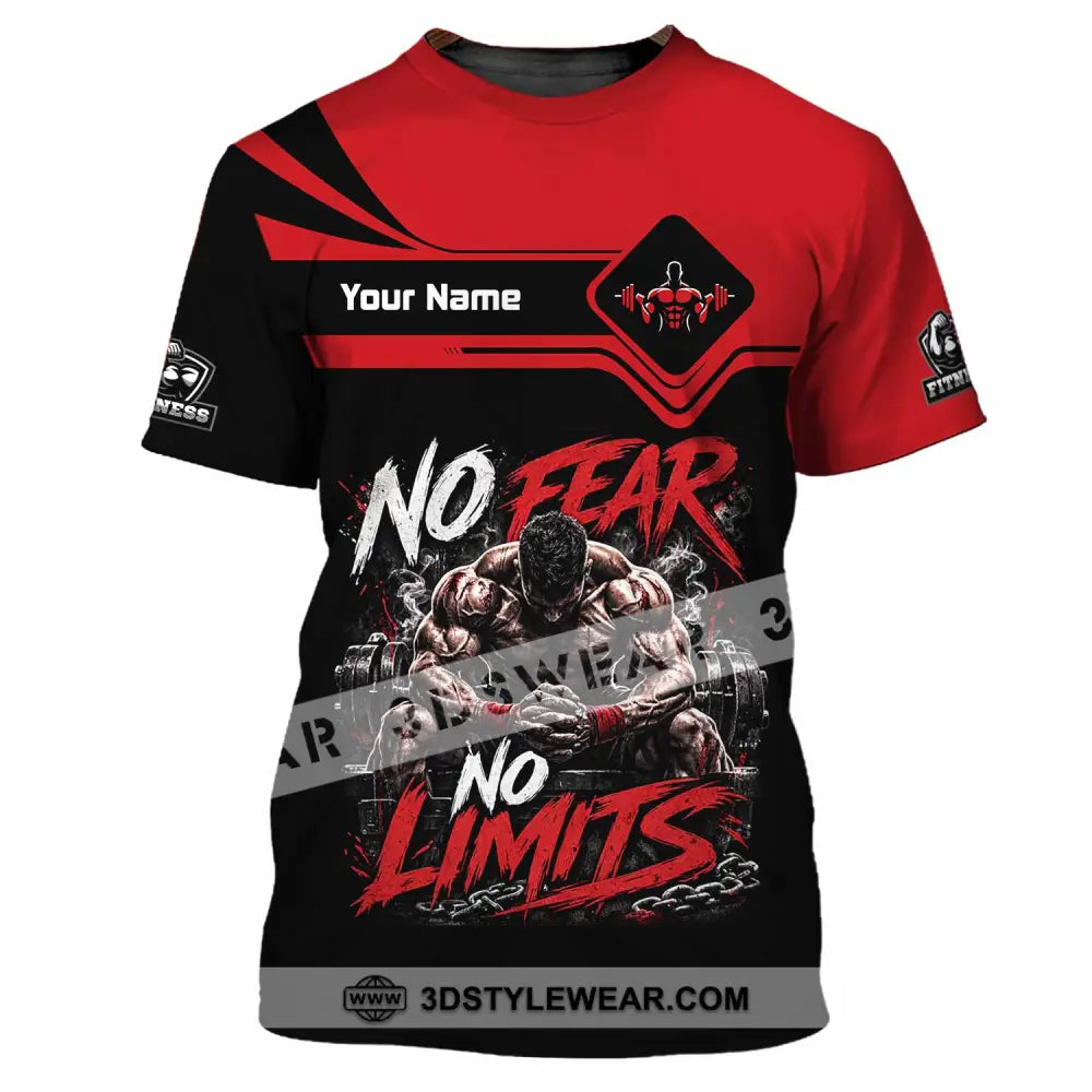Unisex Shirt - Custom Fitness No Fear No Limits Shirt - T-Shirt / S - T-shirt